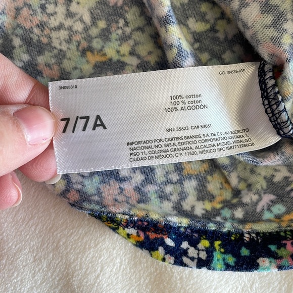 CARTERS UGC Girls Size 7 Blue White striped floral pattern shirt short sleeve - Picture 7 of 10